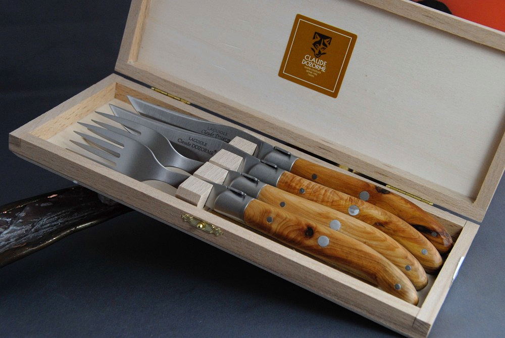 Original laguiole - Claude Dozorme Laguiole 4-teilig, two by two Premium Wacholder, BROSSE