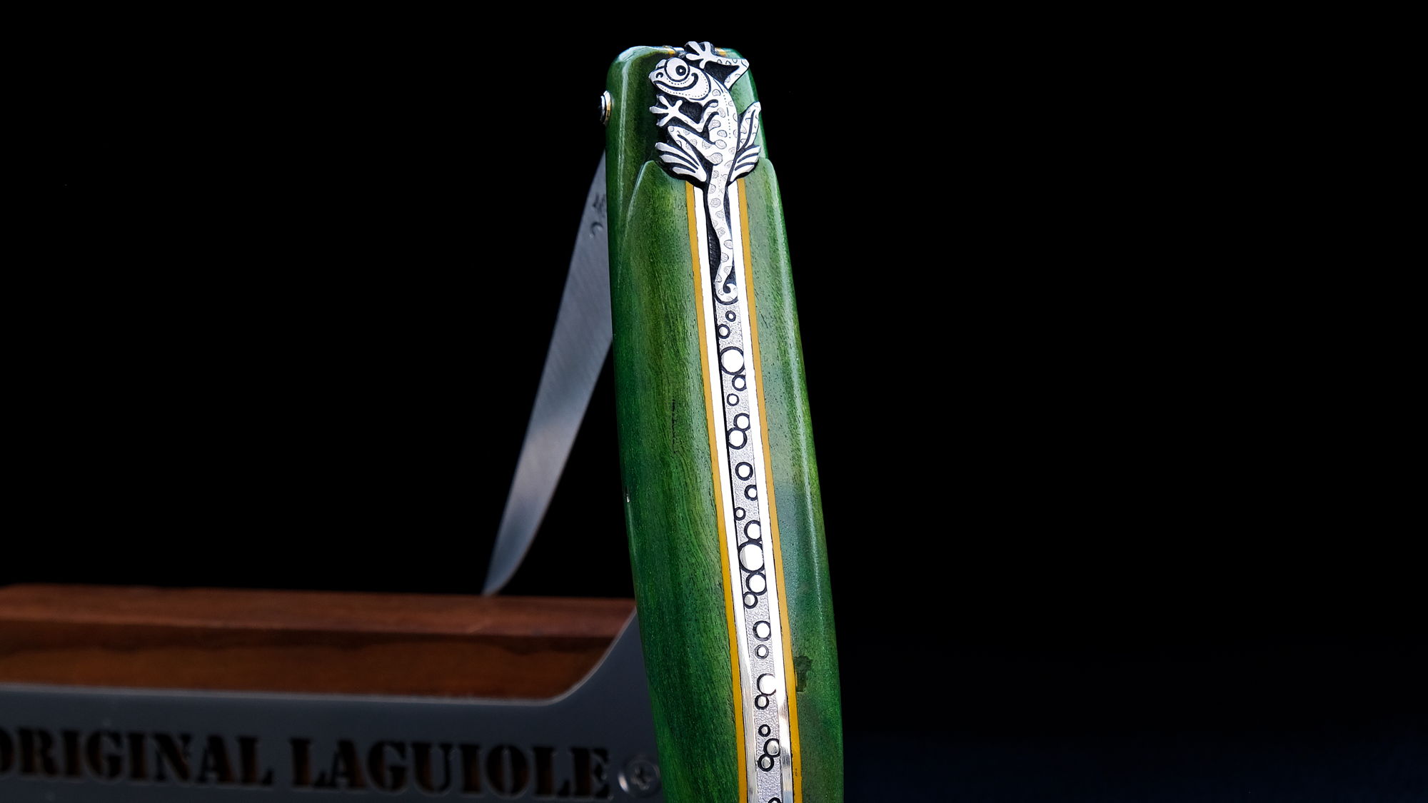 Original laguiole - Laguiole-Taschenmesser Jean-Michel Cayron, Edition GEGKO, Buche, guillochierte Biene