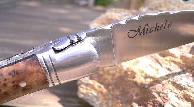Original laguiole - Lasergravur auf der Klinge oder Metallbacken bei allen Messer