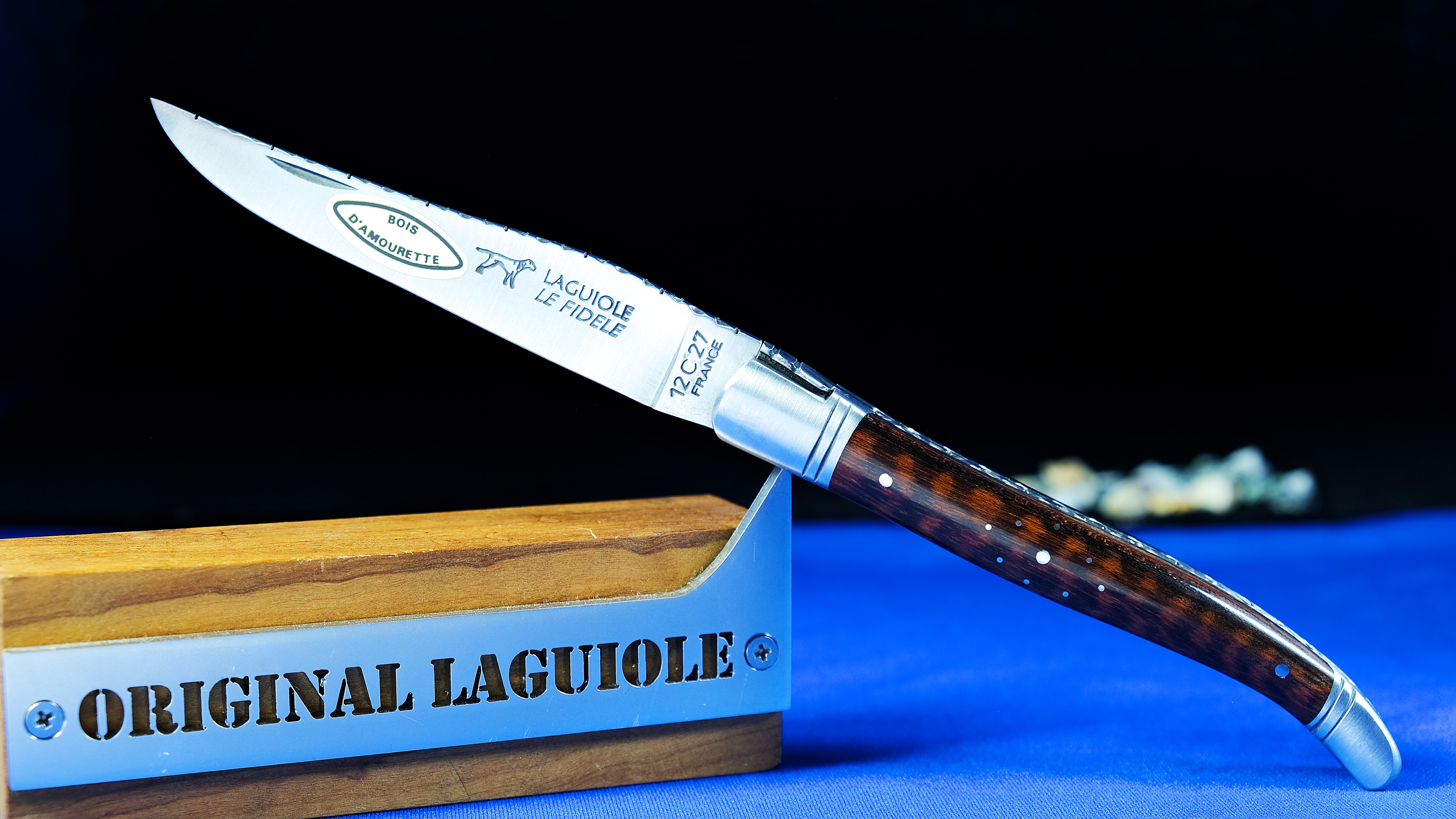 Original laguiole - Taschenmesser Laguiole Le Fidele CISELE Amourette/Schlangenholz, brosse, guillochierte Biene