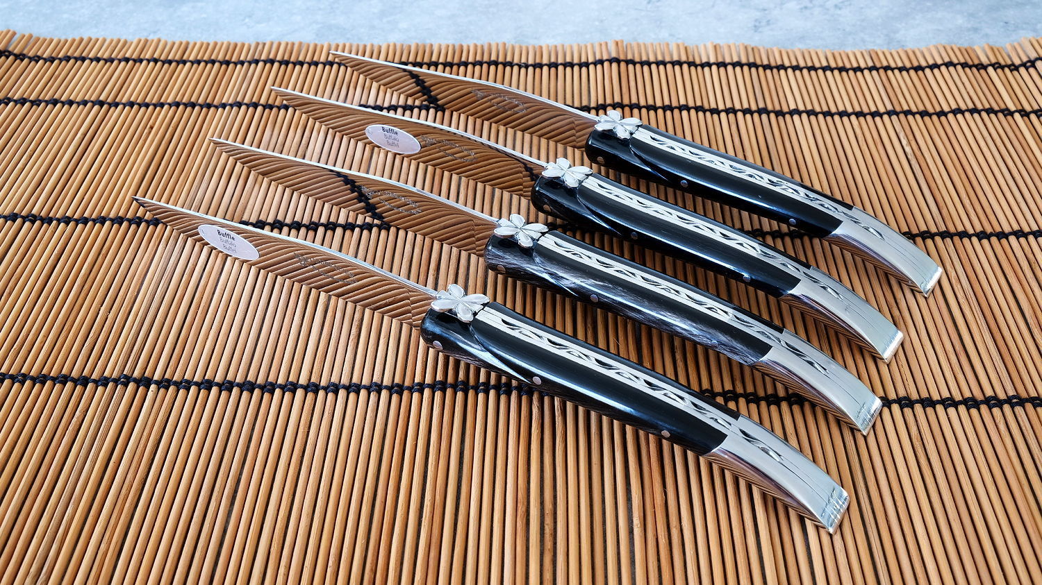 Laguiole en Aubrac 4-teilig, Steakmesser Set Aubracien Büffel