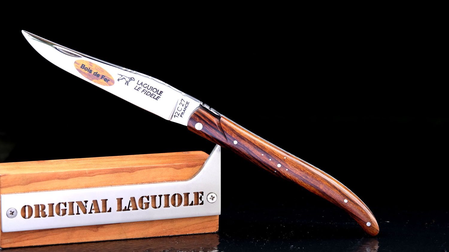 Original laguiole - Taschenmesser Laguiole Le Fidèle Plein Eisenholz, guillochierte Biene, brosse