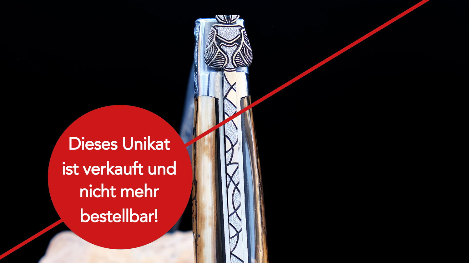 Original laguiole - UNIKAT: Taschenmesser Laguiole en Aubrac, Edition GASTON 04, Mammutstoßzahn, brosse