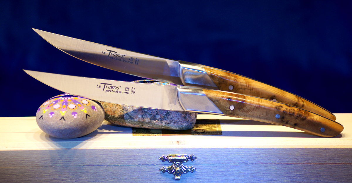 Steakmesserset Thiers Art Deco, Claude Dozorme, Wacholder, brosse
