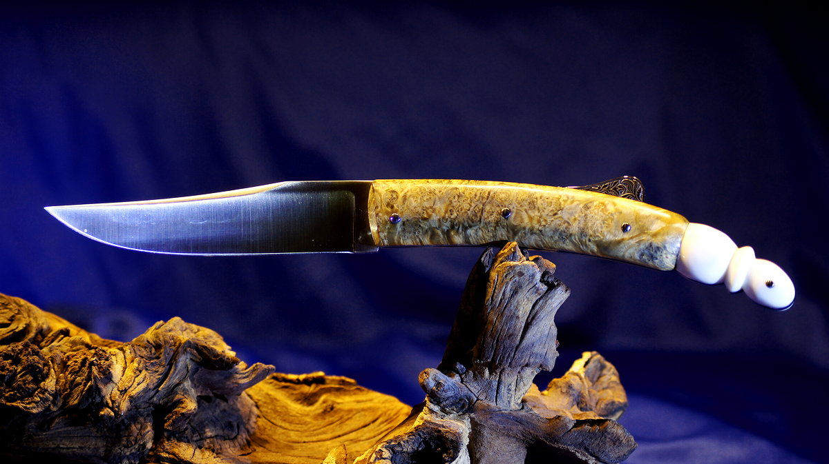 Original laguiole - Taschenmesser Laguiole Honore Durand,16 cm, ohne Biene, Ahorn Wurzelholz und Warzenschweinstosszahn
