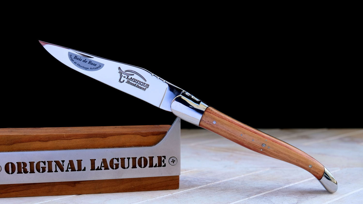 Original laguiole - Taschenmesser Laguiole Honore Durand, Rosenholz, brillant, guillochierte Biene 