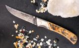 UNIKAT: Jagdmesser Claude Dozorme, Edition MORLOS 26a, Blitzholz, Damast, brosse Ansicht 1