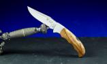Jagdmesser Joker-Terrier 9 cm, Olivenholz, Backlock-Arretierung, brosse Ansicht 1