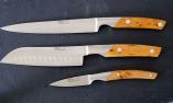 Küchenmesserset, 3 Messer Thiers Goyon-Chazeau, Wacholdergriff Ansicht 1