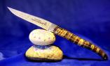 Taschenmesser Laguiole Claude Dozorme, MAMMUTO 08, Damast, Mammutbackenzahn, guillochierte Biene Ansicht 1