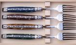 Laguiole du Barry, 4-teilig Gabelset, Pearly Horn in Harz, brillant/matt Ansicht 1