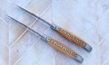 Laguiole en Aubrac 2-teilig, Steakmesser Set Olivenholz, , Edition DOUBLETOS 02, brosse, double platines Ansicht 1