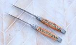 Laguiole en Aubrac 2-teilig, Steakmesser Set Wacholder, Edition DOUBLETOS 01, brosse, double platines Ansicht 1