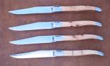 Laguiole en Aubrac, 4-teiliges Steakmesserset mit japanischer Damastklinge, brosse, Wacholder Ansicht 1
