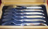 Laguiole en Aubrac 6-teilig, Gabel Set brillant, Horn blond Ansicht 1
