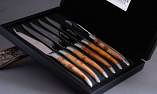 Laguiole en Aubrac 6-teilig, Steakmesser Set Brosse, Wacholder, polierte Klinge Ansicht 1