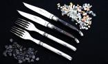Laguiole Goyon-Chazeau, Edition ART DE LUXE, BLACK GORELLE, 4-teilig, Steakmesser und Gabeln, Büffel, brillant Ansicht 1