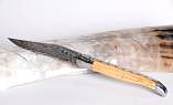 Taschenmesser Laguiole Honore Durand, Damast, Buche, 13 Diamanten, guillochierte Biene Ansicht 1