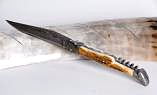 Taschenmesser Laguiole Honore Durand, Edition ARCHEOP 11, Damast, Mammut-Kruste, Korkenzieher und Dorn, brosse Ansicht 1