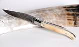 Taschenmesser Laguiole Honore Durand, Damast, Hornspitze bizzare, guillochierte Biene, brillant Ansicht 1
