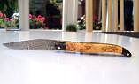 Taschenmesser Laguiole Honore Durand, double platines, Damast, Wacholder, Paperstone, guillochierte Biene Ansicht 1