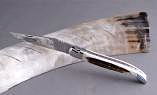 Taschenmesser Laguiole Honore Durand, guillochierte Platine, brillant, Hirsch-Horn 14C28N Ansicht 1