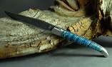 Taschenmesser Laguiole "Le Fidèle" Cisele Damas 520 Lagen, Mammut-Backenzahn "deep blue" Ansicht 1