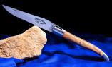 Laguiole-Taschenmesser Fontenille Pataud, Olivenholz, brosse, guillochierte Biene Ansicht 1