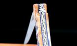 Laguiole-Taschenmesser Goyon-Chazeau, Edition 1900:04, Double Platines, Plein, Birke blau Ansicht 1