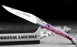 Laguiole-Taschenmesser Laguiole en Aubrac, Edition LAVA rot, Double Platines, brosse, Lavastein Ansicht 1