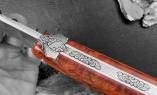 HALBUNIKAT: Laguiole Taschenmesser Mickael Ginisty, Edition ORTUS 03, Amboinaholz, brosse, guillochierte Biene Ansicht 1