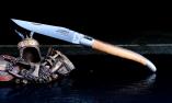 Taschenmesser Laguiole Arbalete Genes David, Forges Wacholder, brosse, guillochierte Biene Ansicht 1