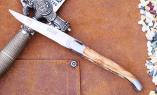 Taschenmesser Laguiole Aveyron, guillochierte Platine, Brosse, Olivenholz Ansicht 1