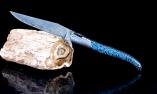 Taschenmesser Laguiole Honore Durand Edition METEOR 01, Meteorit, Damast, Koralle blau, brosse Ansicht 1