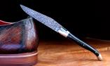 Taschenmesser Laguiole Honore Durand, Damast, Hornspitze, double platines, brillant Ansicht 1