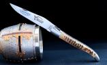 Taschenmesser Laguiole Honore Durand Le Cerf matt, Hirschhorn, guillochierte Biene Ansicht 1