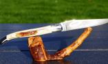 Taschenmesser Laguiole en Aubrac, guillochierte Biene, DAMAST, brillant, Mammutstosszahn Ansicht 1