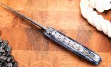 Taschenmesser Laguiole Du Barry, plein, Damast, okzitanisches Kreuz, Giraffe blau/grau, brillant, double platines Ansicht 1
