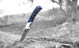 Jagdmesser Thiers Claude Dozorme, Damast, brosse, Mammutbackenzahn, smart lines Ansicht 1
