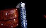 Taschenmesser Laguiole Claude Dozorme, Edition WILD ANIMALS, Mammutkopf, Damastklinge, Mammutbackenzahn blau Ansicht 1