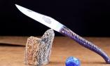 Taschenmesser Laguiole du Barry, Edition TANNOZ 04, guillochierte Biene, Tannenzapfen, brosse, BLUE Ansicht 1