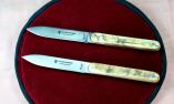 Steakmesser-Set Navette von Claude Dozorme, Widderhorngriff, 2 Stück Ansicht 1