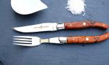 Steakmesserset Laguiole Chevalier, red Seraphin, stabilisierte Spaltbuche, brillant, Messer+Gabel Ansicht 1