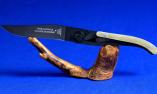 Taschenmesser Claude Dozorme, Laguiole Liner Lock Grand Modele 05, Horn blond, schwarze Klinge Ansicht 1