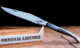 Taschenmesser Laguiole Arbalete Genes David, guillochierte Biene, Damast, Birkenholz, brosse Ansicht 1