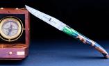Taschenmesser Laguiole Chevalier, Edition ARECO ASKAN - NORGAND, Damast, Hybridholz, brosse, Plein, double platines Ansicht 1