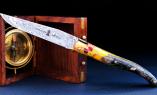 UNIKAT: Taschenmesser Laguiole Chevalier, Edition ARECO ASKAN - OSGAND, Damast, Hybridholz, brosse, Plein, double platines Ansicht 1