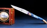 UNIKAT: Taschenmesser Laguiole Chevalier, Edition ARECO ASKAN - SÜGAND, Damast, Hybridholz, brosse, Plein, double platines Ansicht 1