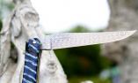 Taschenmesser Laguiole Chevalier, Edition Gawain, Mammutbackenzahn blau, Damast, Plein, double Platines Ansicht 1
