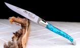 Taschenmesser Laguiole du Barry, Edition Eule, brosse, rekonstituierter Stein, guillochierte Biene, 10 cm Ansicht 1